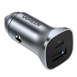 Carregador Veicular Tipo-c Pd + Usb Qc 24w Ugreen Cinza