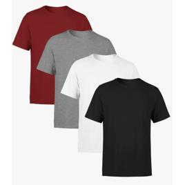Kit 4 Camisetas Masculina Lisa Premium 100% Algodão