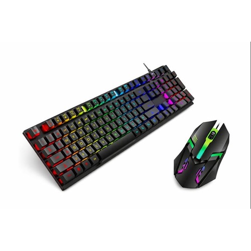 Kit Teclado Gamer Semi Mecânico RGB, com Mouse Gamer 3600DPI, Óptico Compatível Com todos os vídeo games e computadores