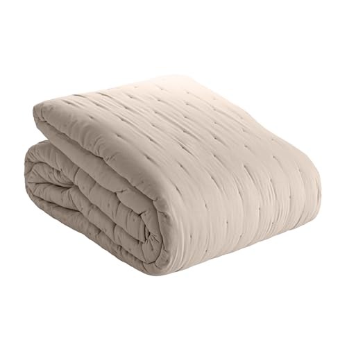LYOR - Colcha Matelassê King Saphira e 2 Porta Travesseiros Toque 300 Fios Microfibra Bege