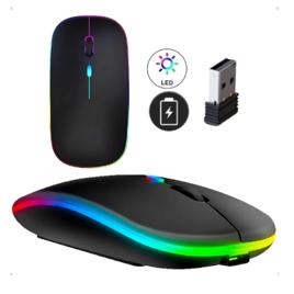 Mouse Sem Fio Recarregável Wireless Optico Led Rgb Ergonômico