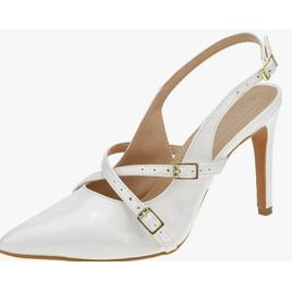 Scarpin Feminino Salto Fino Slingback Sapato Branco Noiva